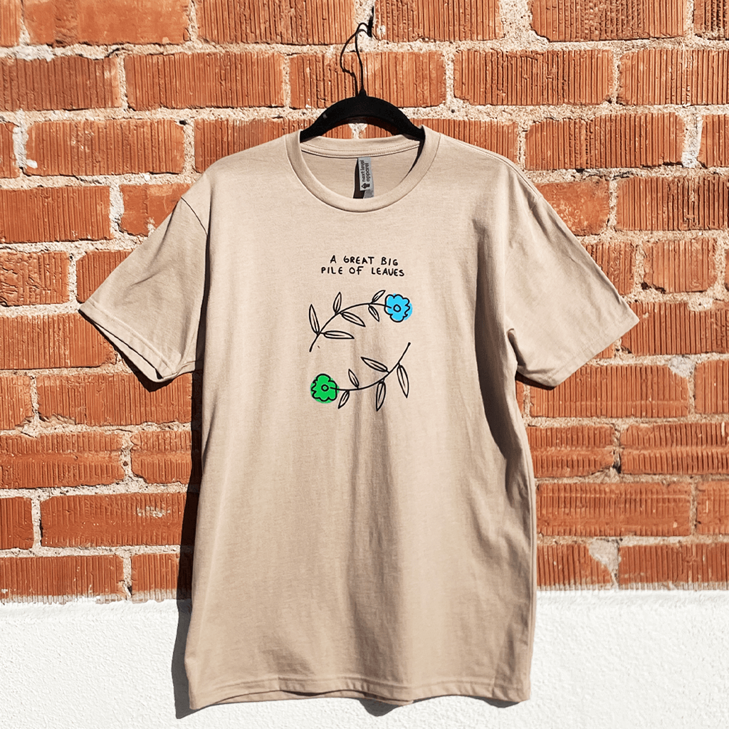 Blue & Green Flower Desert Tan T-Shirt