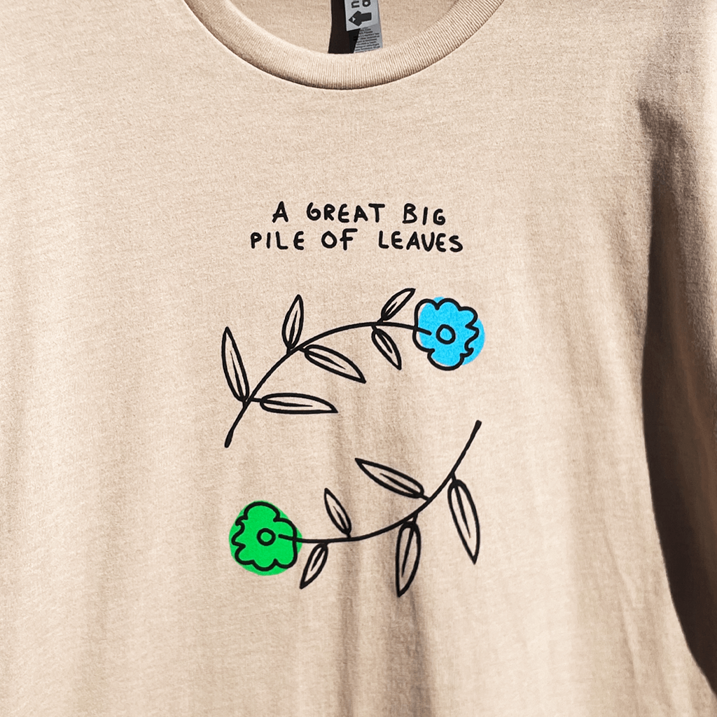 Blue & Green Flower Desert Tan T-Shirt