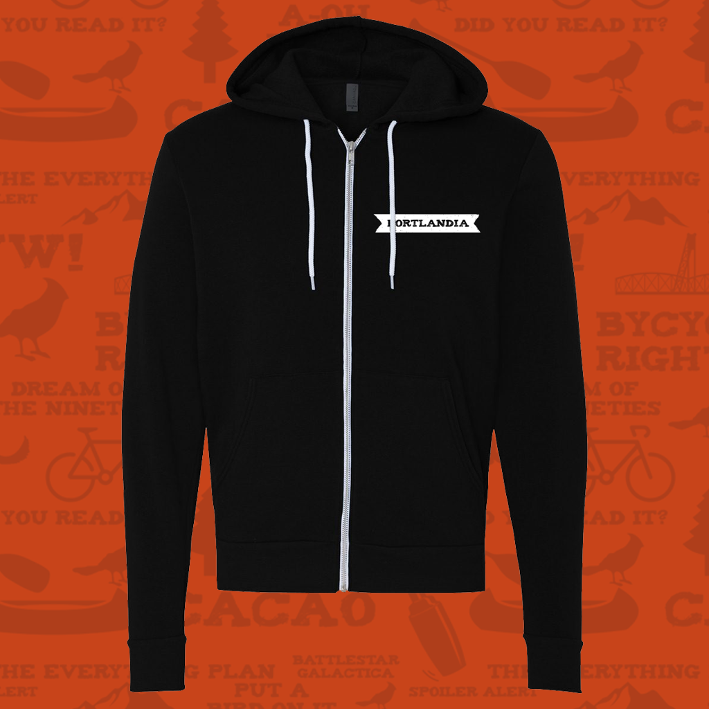 Portlandia Logo Black Zip Up Hoodie