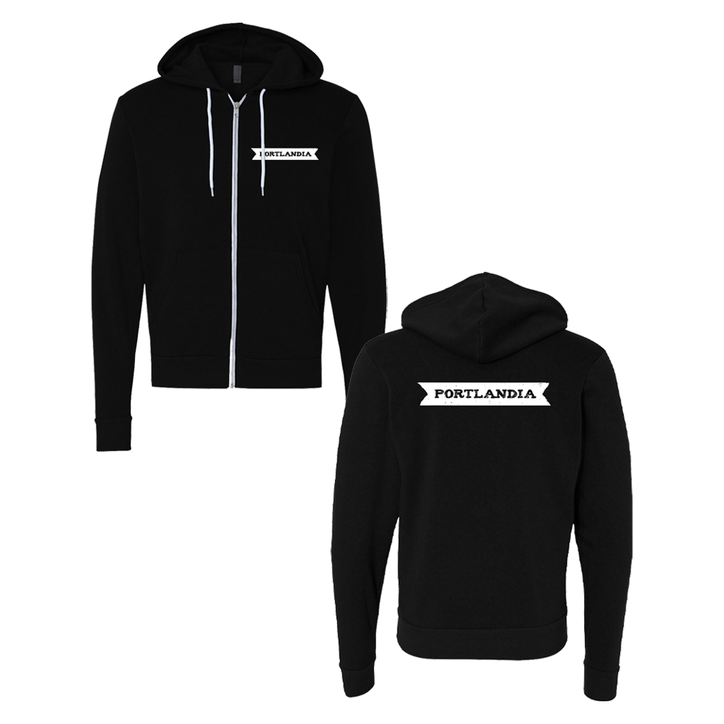 Portlandia Logo Black Zip Up Hoodie