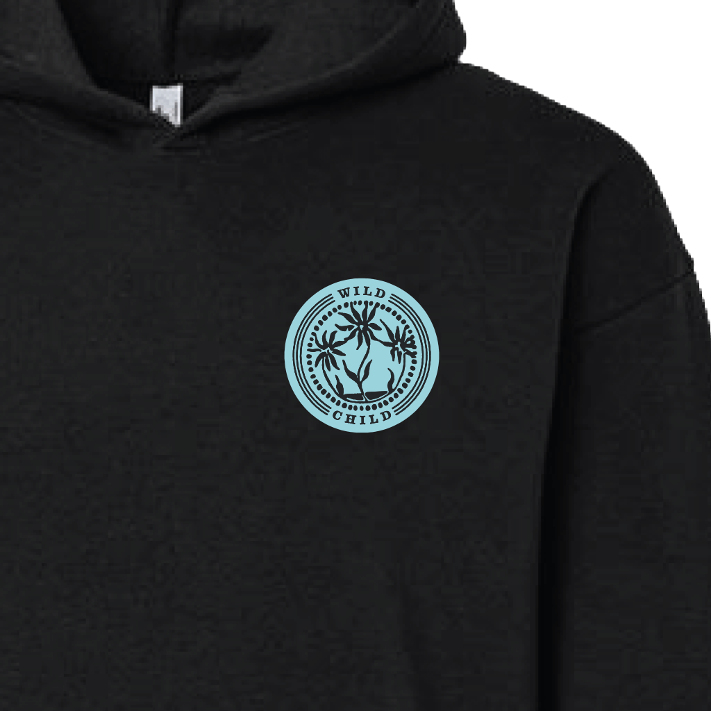 Blue Logo Black Hoodie