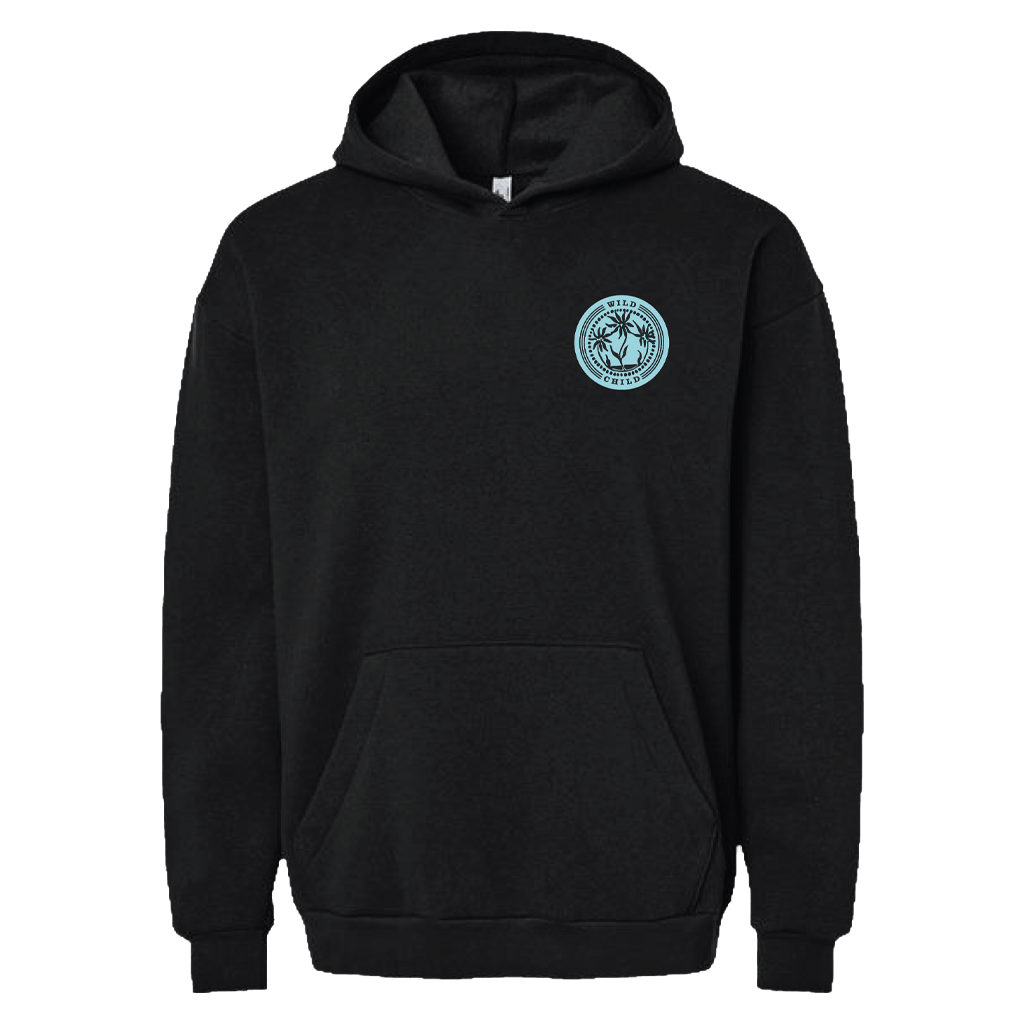 Blue Logo Black Hoodie